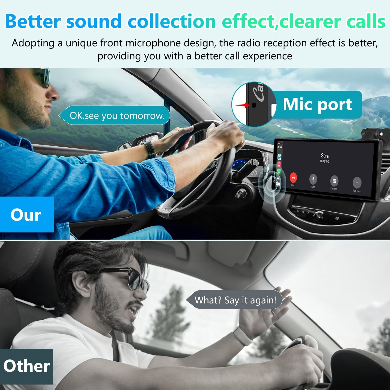 Portable Car Stereo, Carpuride V92 Wireless Carplay & Android Auto, 10.26 Inch 1080P HD Touch Screen Radio with BT 5.0, Mirror Link Support Truck RV Dash Mount image number 3