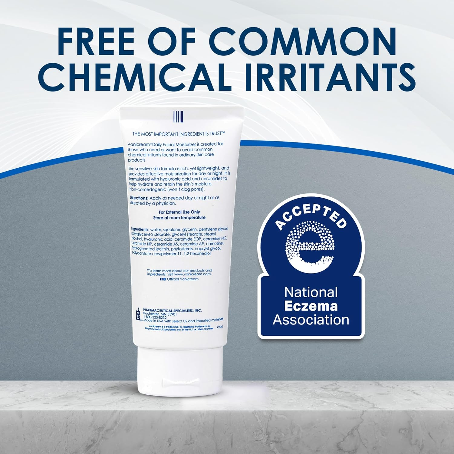 Vanicream Daily Facial Moisturizer with Ceramides and Hyaluronic Acid - 3 Fl Oz - Formulated without Common Irritants for Those with Sensitive Skin image number 3