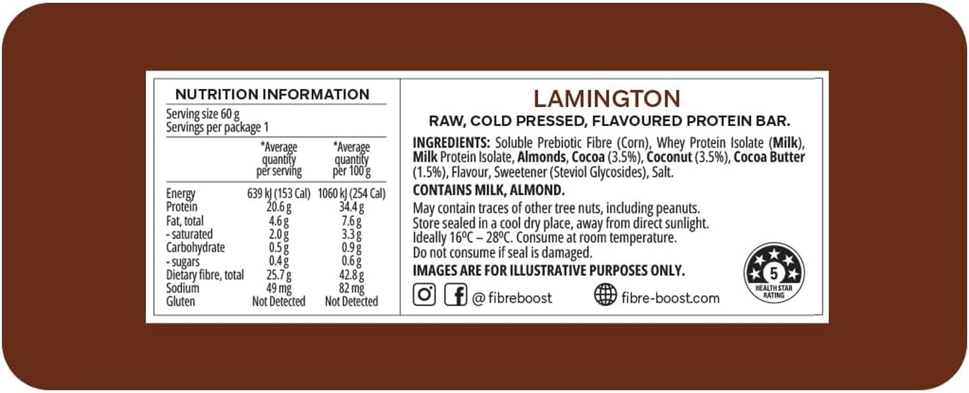 Fibre Boost Cold Pressed Lamington Flavoured Protein Bar image number 1
