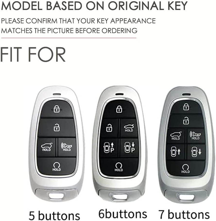 Ontto Car Key Fob Cover Fit for Hyundai Santa Fe Tucson 2022 Nexo NX4 Atos Solaris Prime 2021 Key Case TPU Remote Key Shell Holder Bag Keychain Keyring Protector Accessories 6 Buttons Black image number 2