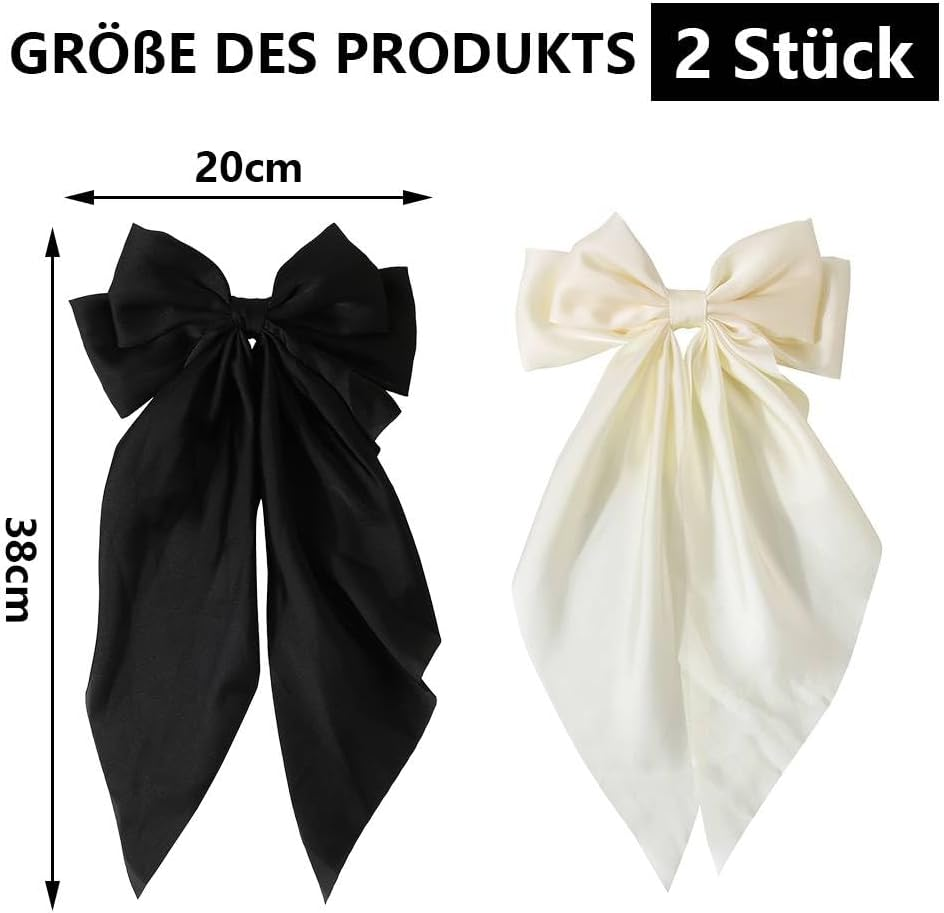 Funalix Bow Hair Clip, Pack of 2 Velvet Hair Bows - Elegant Hair Bow Clips, French Hair Bows for Women Everyday and Special Occasions (Black/White) image number 6