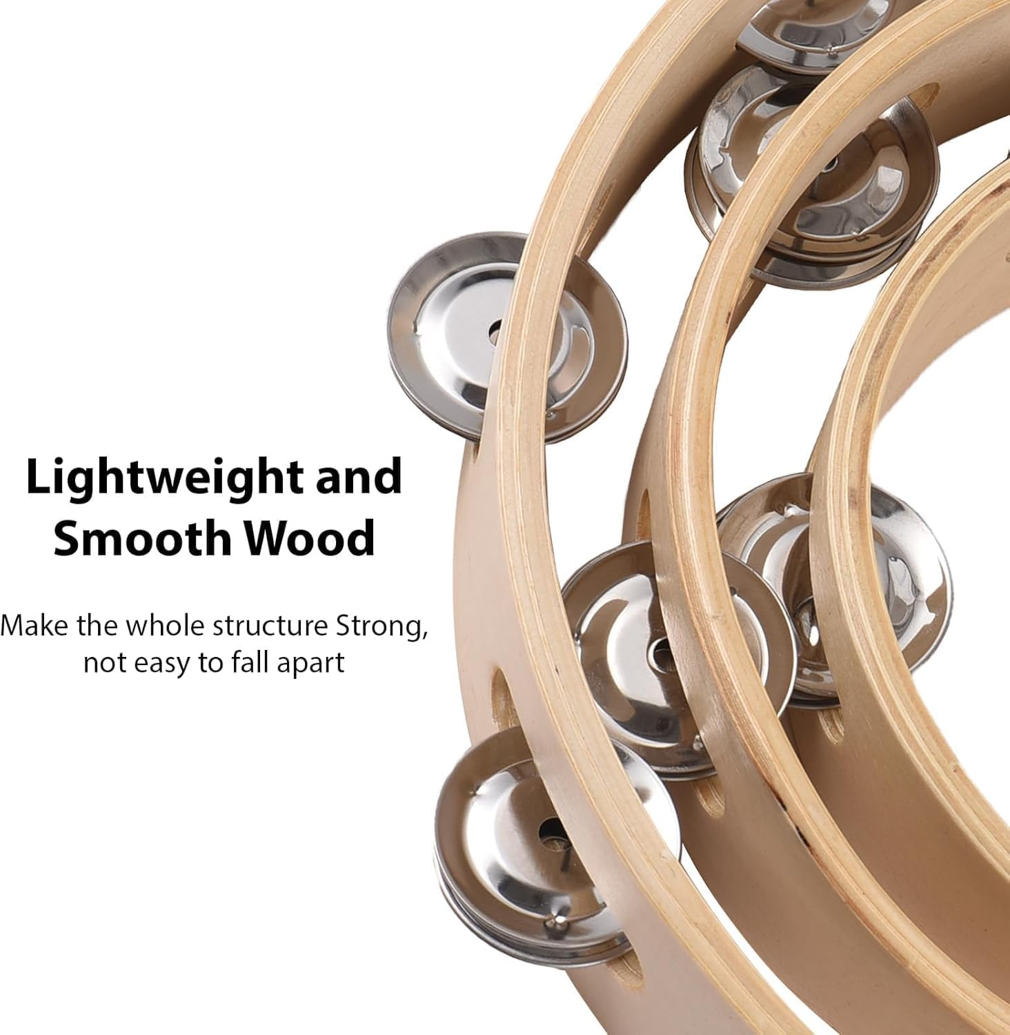 3 Packs Tamborines 6&rdquo;8&rdquo;10&rdquo;Tambourine for Adults Wooden Tambourines Drum Percussion, Tambourine Gift Musical Educational Metal Jingles Church KTV Party Music Therapy