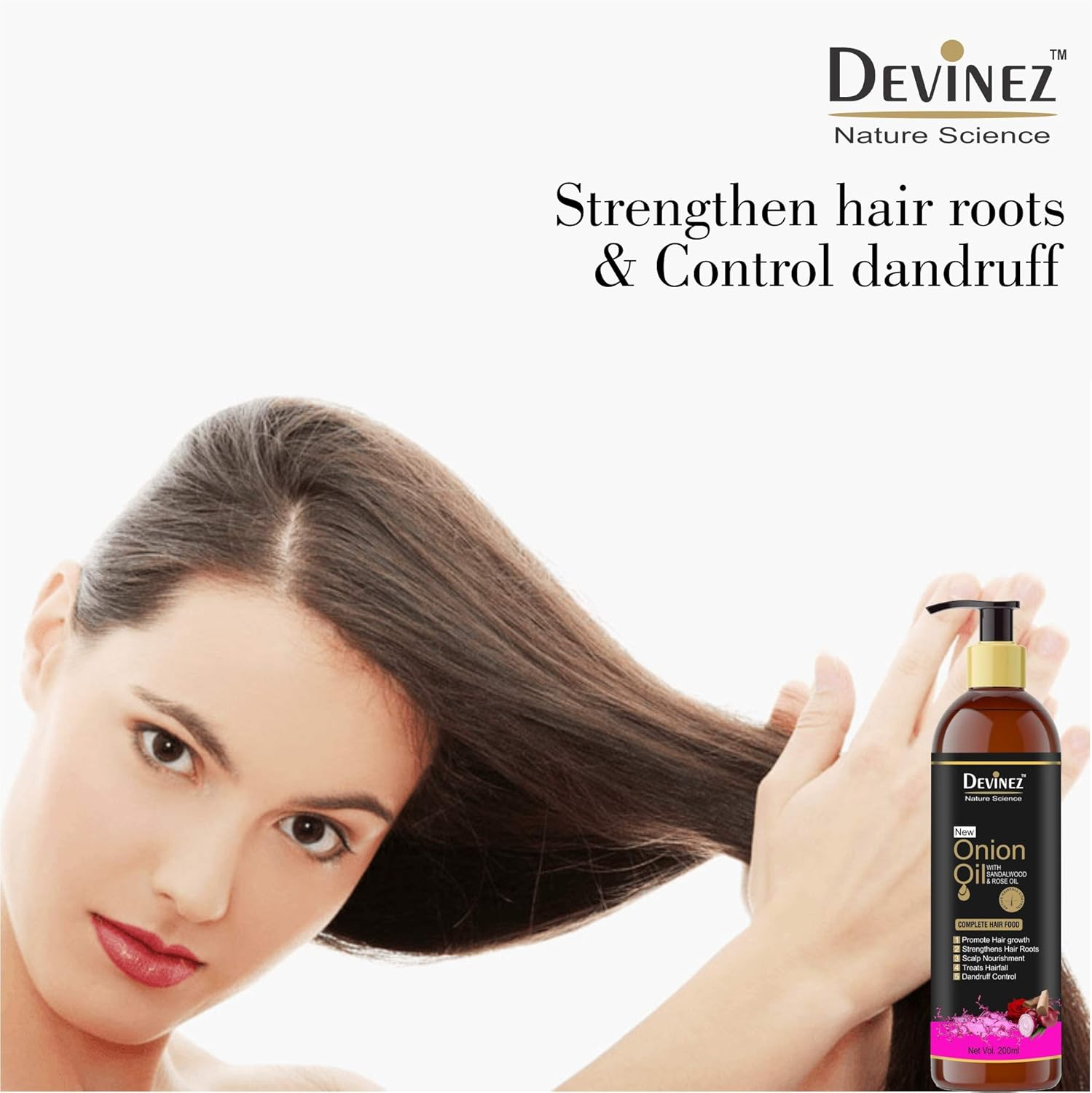 Devinez Onion Hair Oil Nourishing Hair Fall Care with Real Onion Extract to Control Intensive Hair Fall and Dandruff, 200Ml