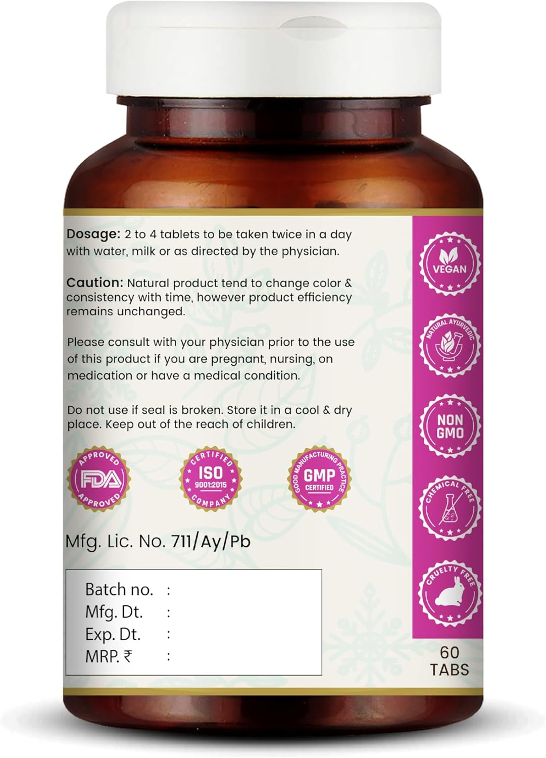 Vedikroots Kanchnar Guggulu Tablets | Traditional Ayurvedic Herbal Blend for Women'S Wellness | 60 Tablets image number 5