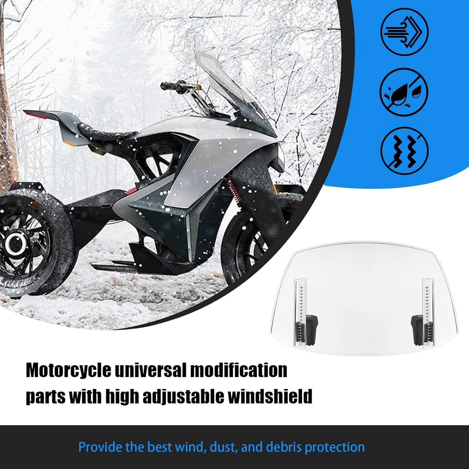 Motorcycle Windshield Extension - Motorcycle Windscreen Windshield - Modification Spoiler Extension Accessories Improved Stability for Motorbike Scooter ATV - Transparent image number 2