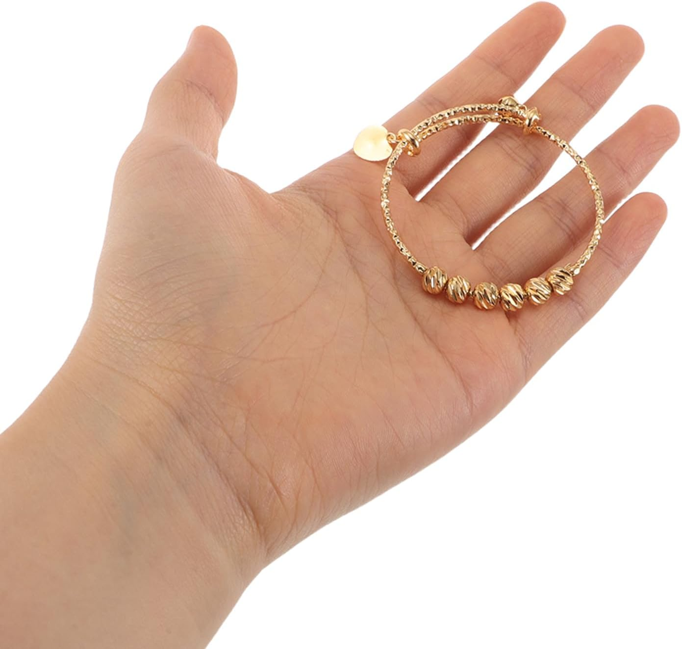 BESPORTBLE 2Pcs Baby Jewelry: Adjustable Baby Bangle Bracelet/Anklet for Infant Girls and Boys - Golden Plated Bangle for Birthday New Year - Infant Jewelry image number 5