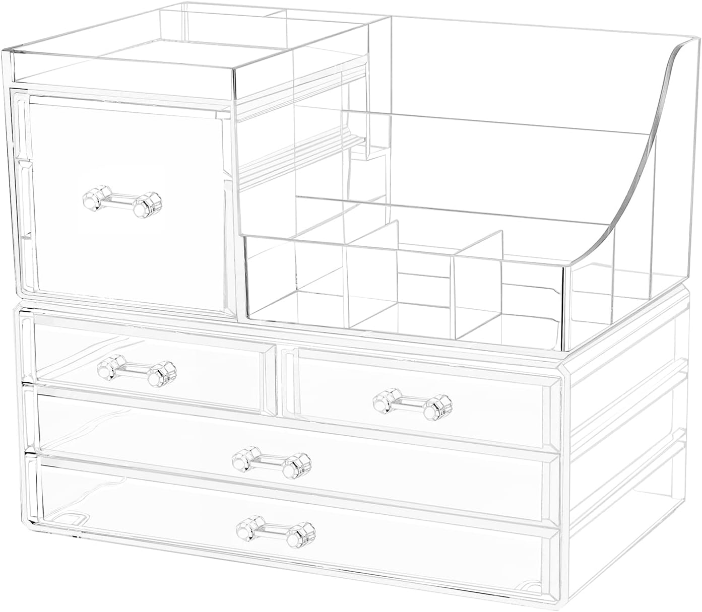 Cq Acrylic Makeup Desk Cosmetic Storage Organizer with Drawers for Dressing Table,Vanity Countertop,Bathroom Counter,Elegant Vanity Holder for Brushes,Eyeshadow,Lotions,Lipstick and Nail Polish image number 4