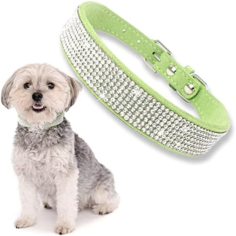 Kalevel Large Dog Collar Pink Bling Cat Collar Leather Soft Pet Collar Adjustable Fashion with Rhinestones Metal Buckle for Large Dogs