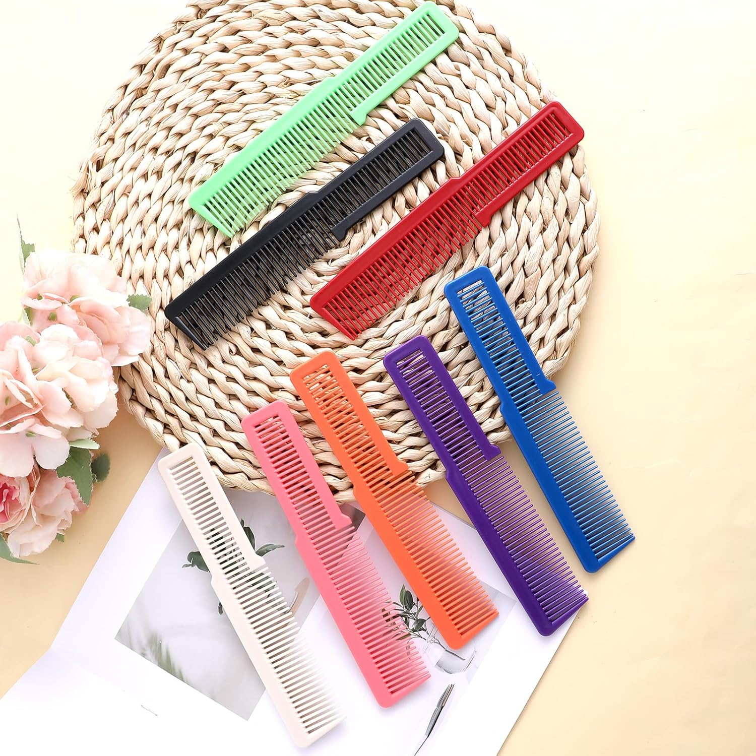 Barber Comb, 10 Pcs Hair Cutting Comb Professional Fine Tooth Clipper Comb Plastic All Purpose Hair Comb Set Hair Styling Tools for Men Women Stylists Home Salon (8 Colors)