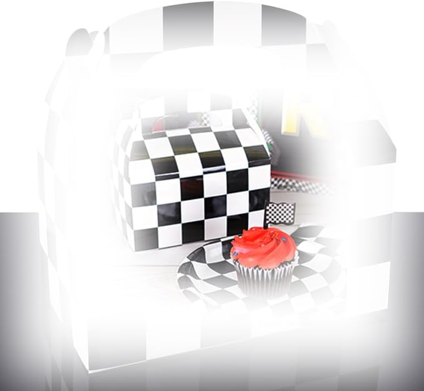 WEZCHUGHAOL 12Pcs Racing Flag Gift Bags, Racing Party Gift Boxes Checkered Gift Boxes Snack Gift Bags Containers Racing Party Supplies Holders Race Speed Theme Party Gift Decoration Supplies Are Perfect for Gift Giving image number 5