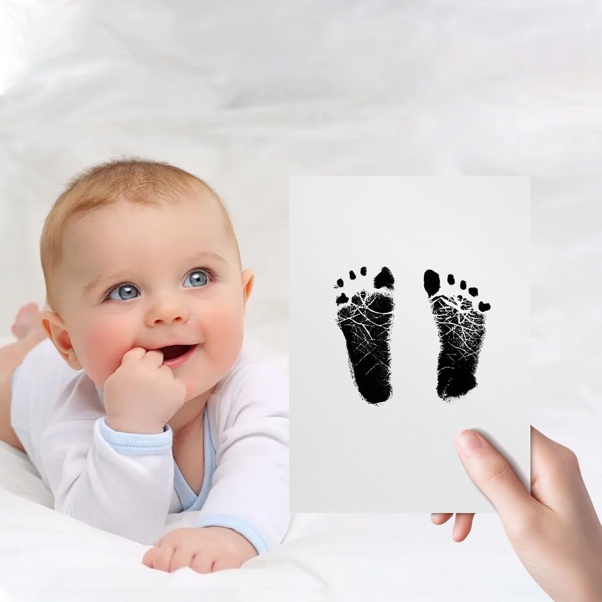 Inkless Baby Hand and Footprint Kit with Safe Pad for Ink Impression Casting Create a First Year Keepsake Months Milestone Cards My First Cards Postpartum Gifts for Girl or Boy Baby Books (6 PCS Set Gift Box) image number 4