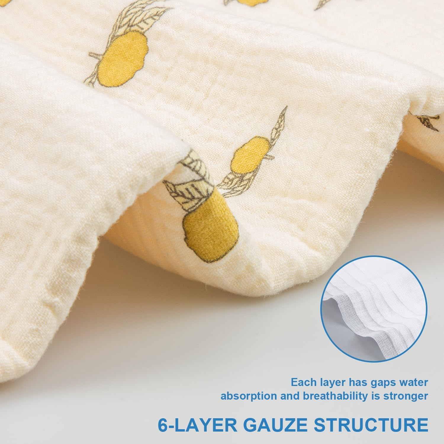 Hooded Towel Muslin Hooded Towel Made from Organic Cotton 6-Layer Cotton Bath Towel, Soft Bath Towels for Toddler Baby, Toddler Towels with Hood,1-5 Years Old Kids image number 5