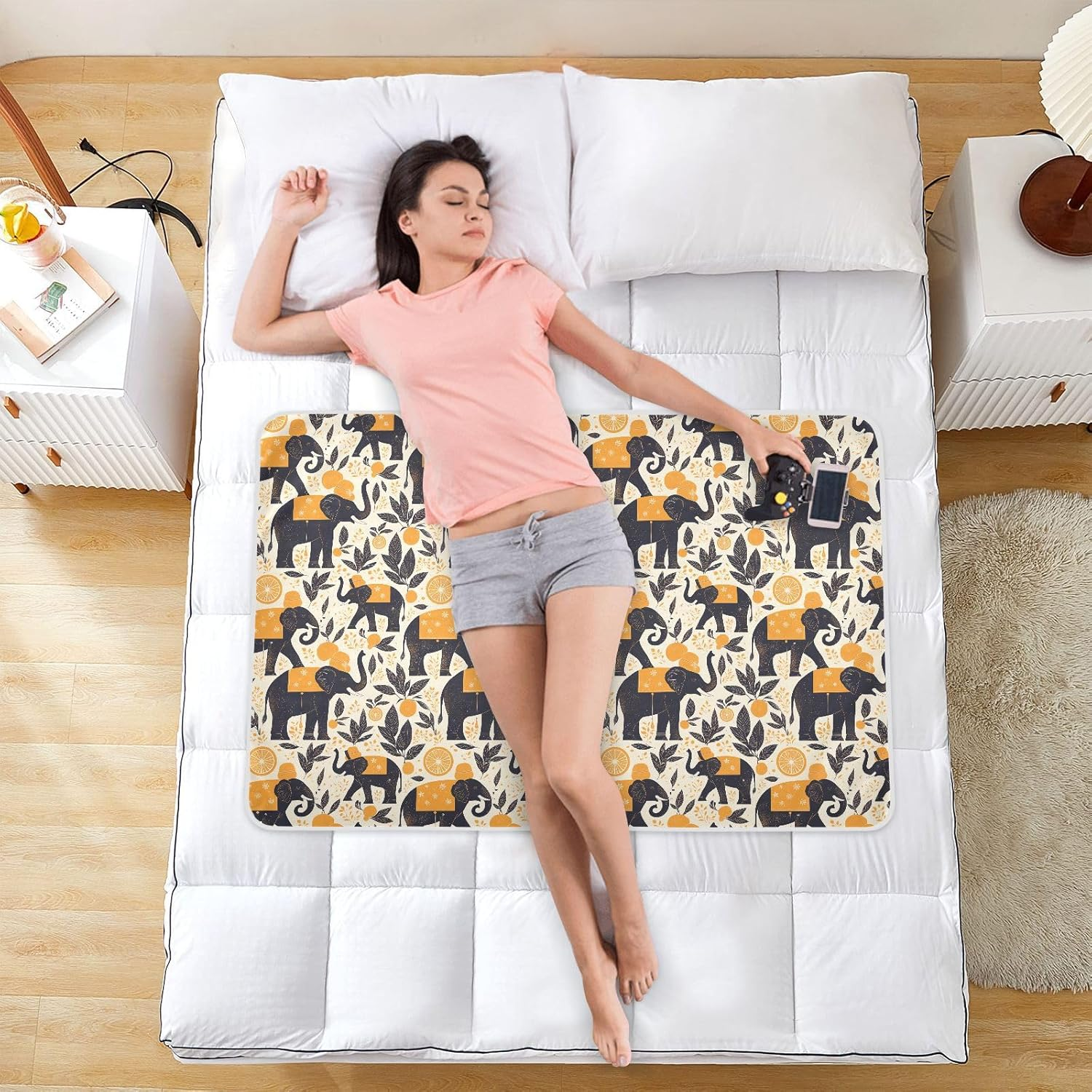 Black Elephants Extra Large Resuable Changing Pad Covers Soft Absorbent Sheet Cover Underpads Skin-Friendly Pee Mats for Baby Toddler Children 52" L X 34" W image number 6