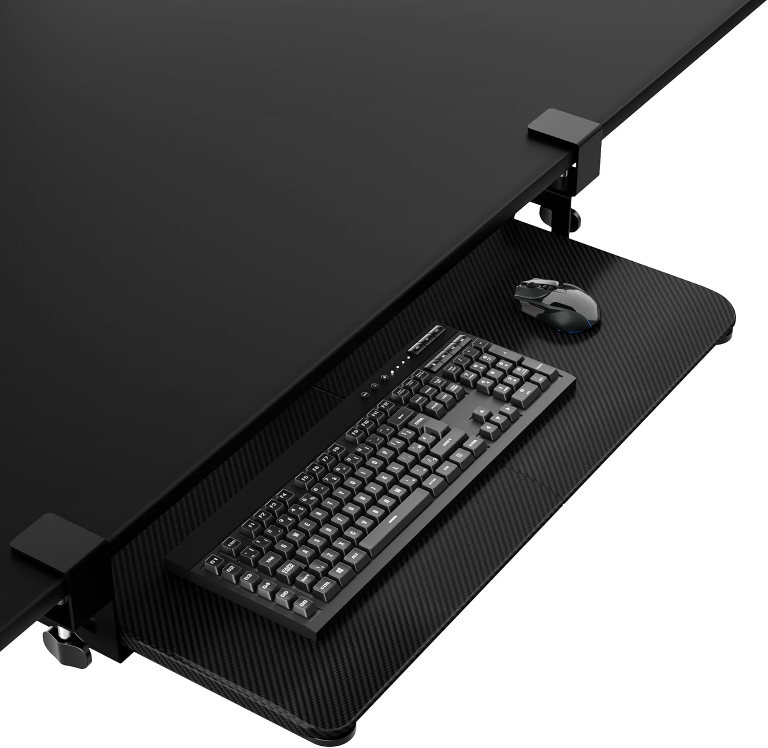 ERGOMAKER Keyboard Tray under Desk, Small Computer Desk with Keyboard Tray 25.6" X 11.8" Steady Slide-Out Computer Drawer for Typing, Black