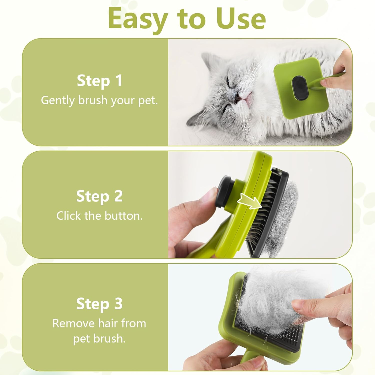 Elzle Dog Brush, Cat Brush, Cat Grooming Comb, Self-Cleaning Pet Hair Comb with Button, Dog Grooming Tool for Small, Medium and Large Pets for Detangling, Massaging and Cleaning image number 2