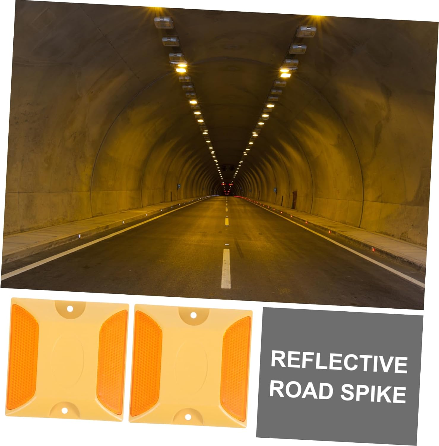 LIFKOME 4Pcs Yellow Double-Sided Reflective Road Studs Plastic Pavement Markers Raised Driveway Reflectors Outdoor Safety Markers High Visibility Entrance Signs