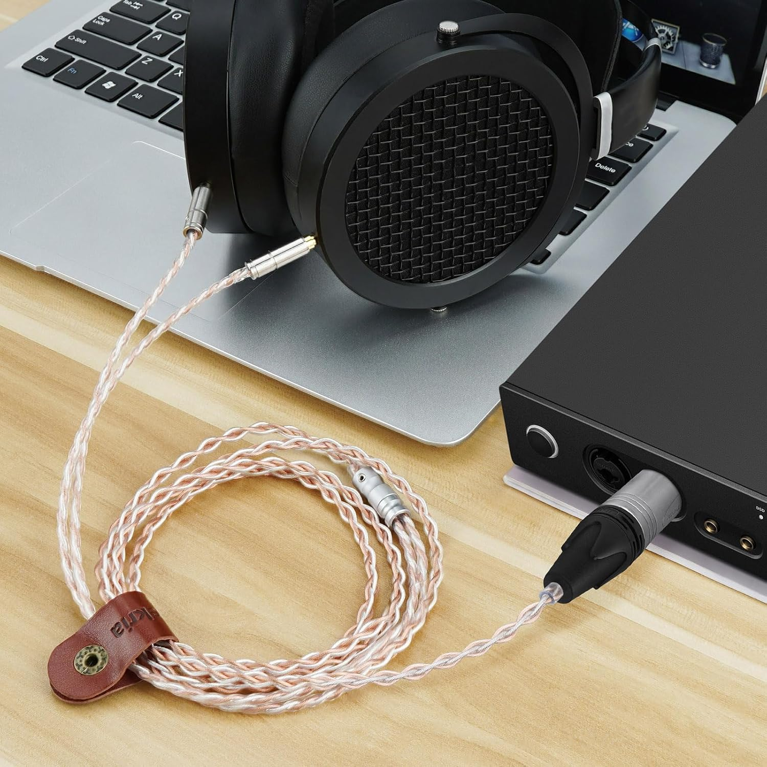 Geekria Apollo 4Pin XLR to Dual 3.5Mm Silver-Plated Upgrade Audio Cable Compatible with HIFIMAN SUSVARA Unveiled, SUNDARA He1000Se, Denon AH-D9200 AH-D7200 AH-D5200 AH-D600 Headphones (4.9Ft/1.5M) image number 4