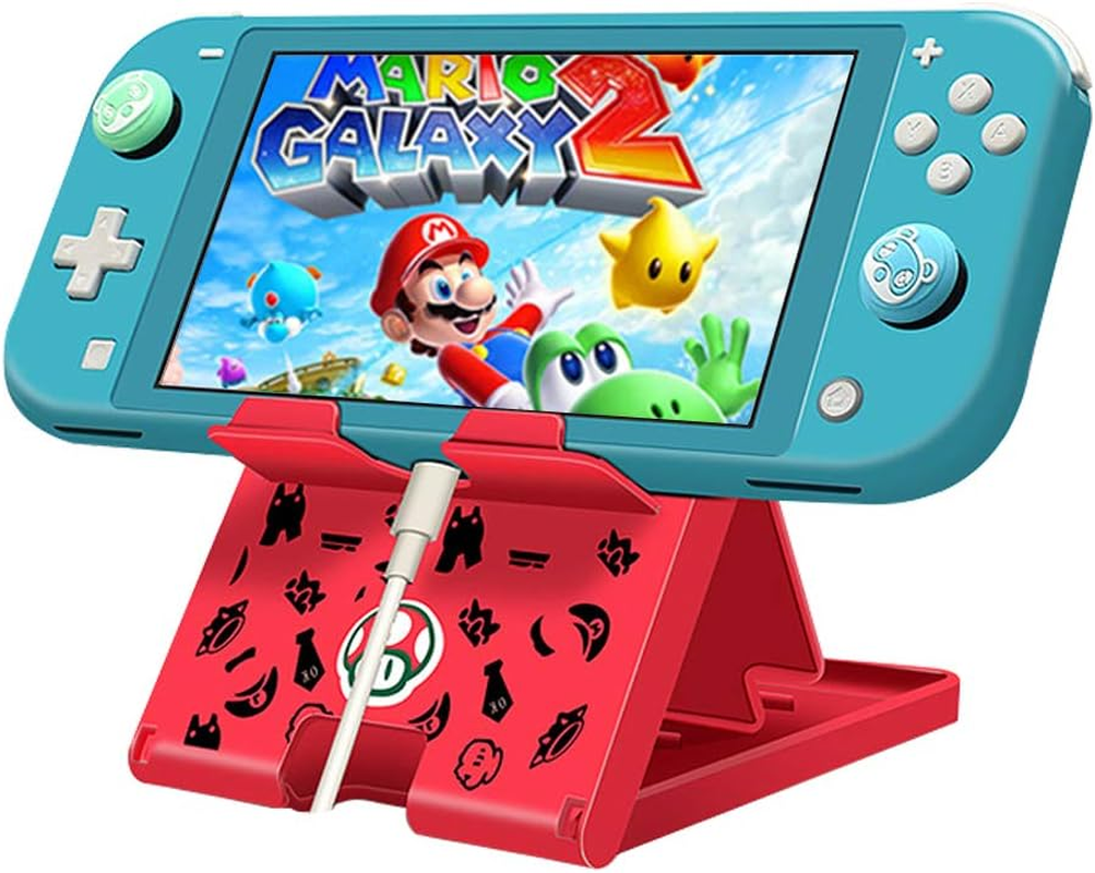 Busjoy Stand for Nintendo Switch, Switch OLED, Switch Lite, for Zelda Tears of the Kingdom Cute Holder Bracket, Adjustable Portable Foldable Non-Slip Playstand-Black - Animal Forest-Green image number 4