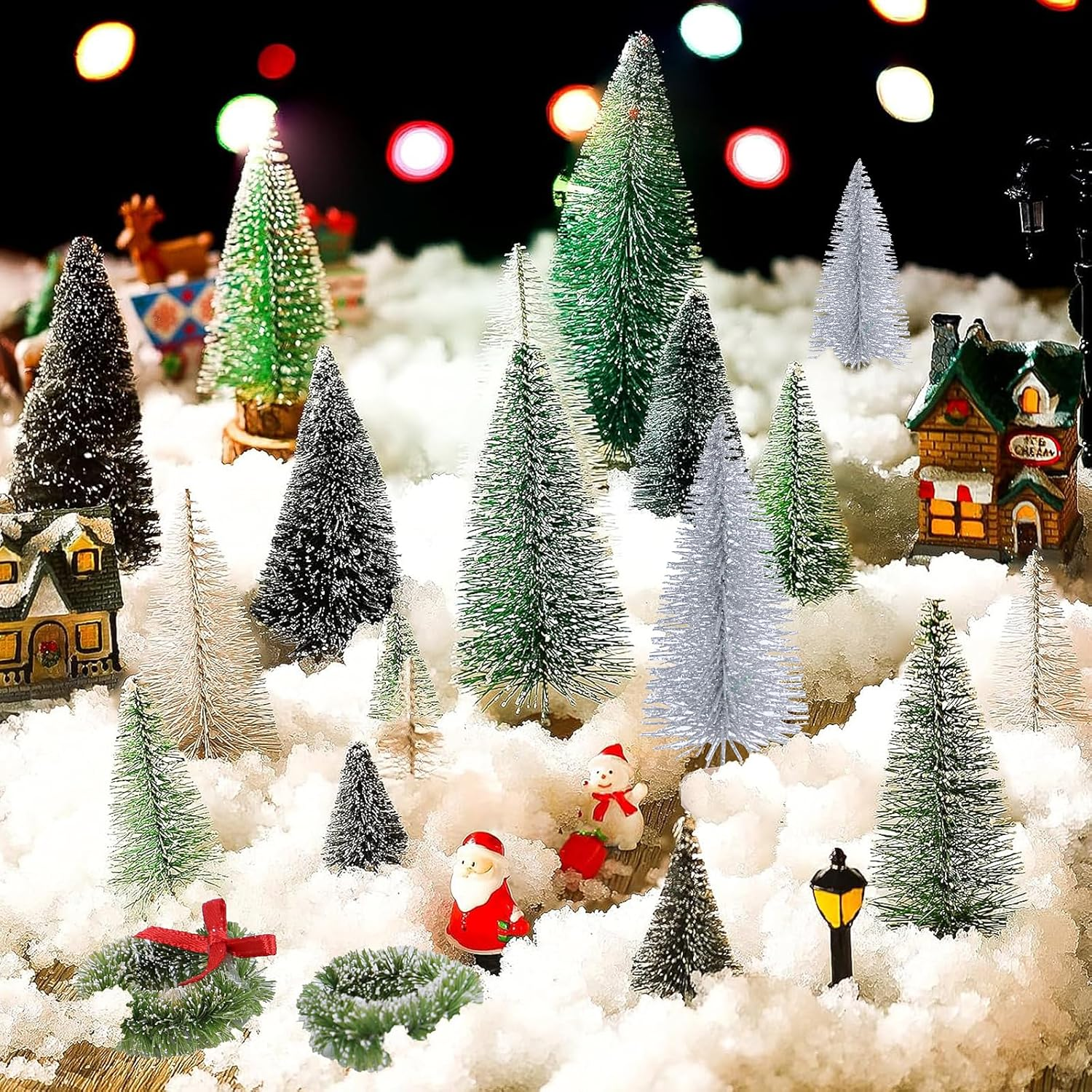 CCINEE 30Pcs Sisal Frosted Mini Christmas Trees, Miniature Christmas Bottle Brush Trees Plastic Pine Tree for Crafts Home Tabletop Decorations image number 5