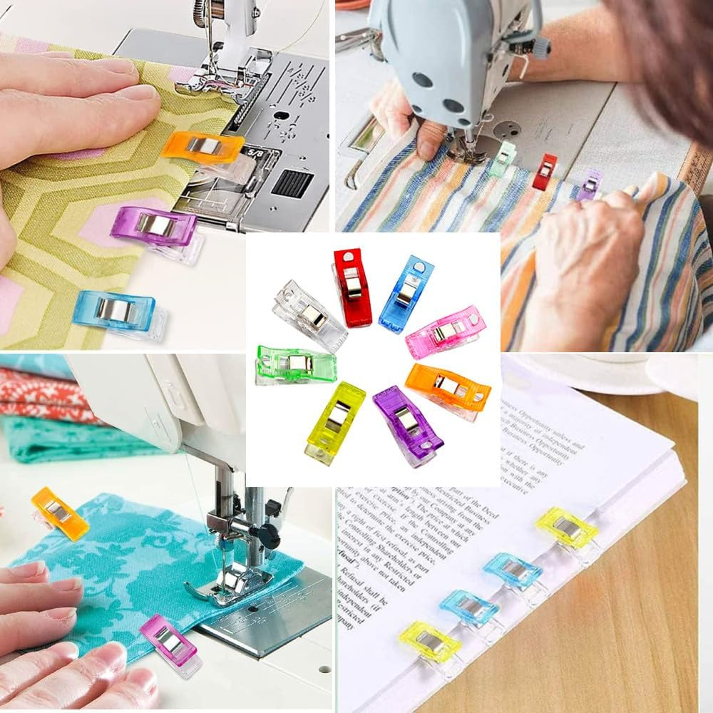 Sewing Clips,100 PCS Sewing Clips Multipurpose Plastic Quilting Clips for Quilting Crafting Wonder Clips, Quilting Accessories to Replace Sewing Pins Pinning and Marking(9 Colors) image number 2