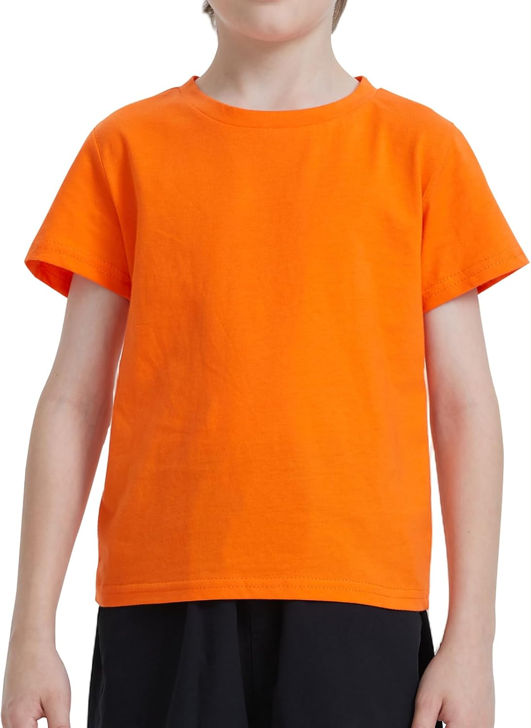 Kids Cotton Crewneck T-Shirt Plain Lightweight Children'S Boys Girls Breathable Short Sleeve Tee Tops Classic Casual Unisex Shirts