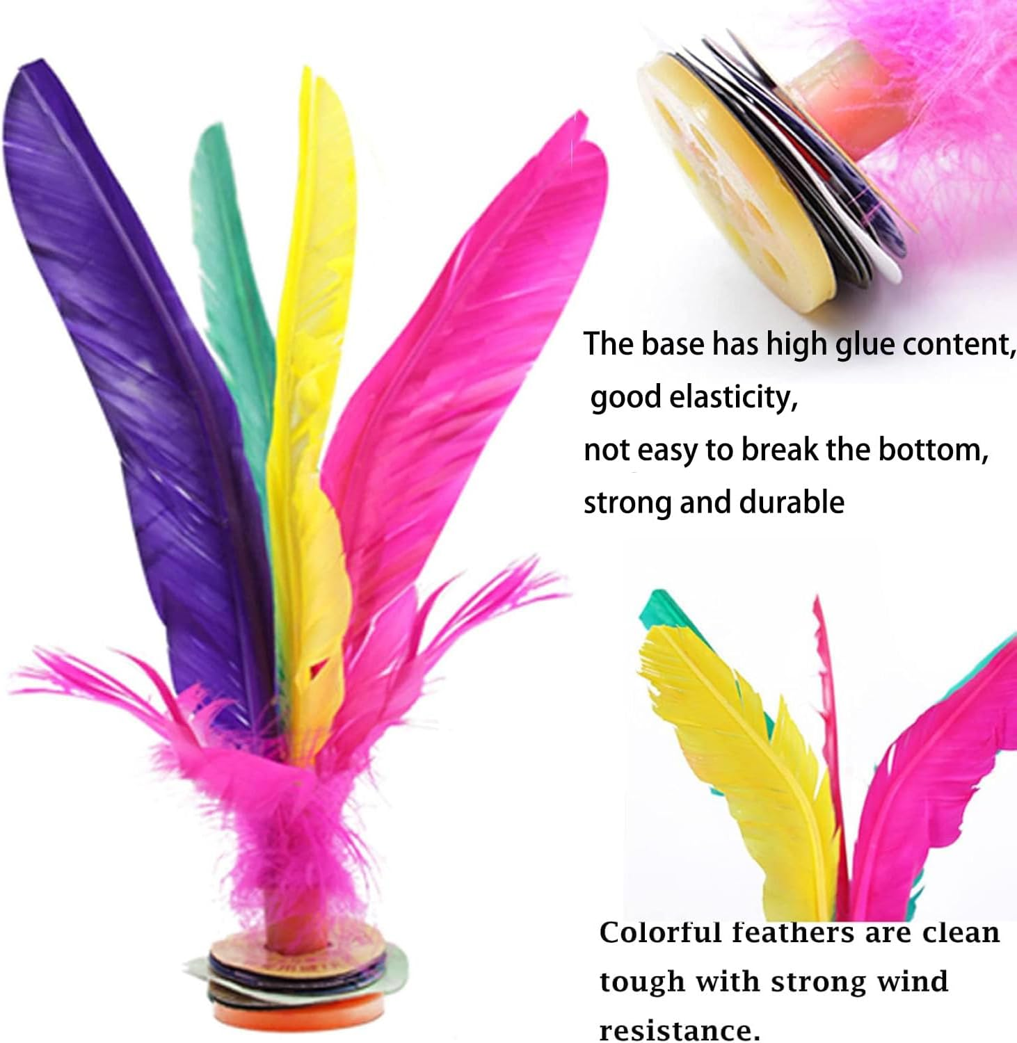 6 Pack Chinese Jianzi Shuttlecock,Colorful Feather Kicking Shuttlecock,Foot Feather Sports Toy for Indoor and Outdoor
