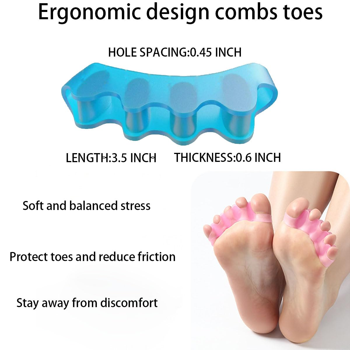 Toe Separator,6 PCS Toe Spacers for Men & Women,Correcting Bunions and Restoring Toes to Their Original Shape(Blue/Pink/White)