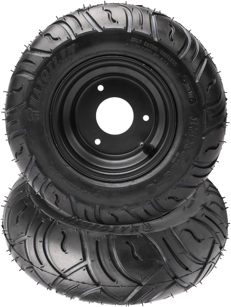 YC Yier 2Pcs 13X5.00-6 Tire and Wheel Rim Assembly 13X5-6 Lawn Mower Tire 3 Lug Rim 6" Go Kart Wheels Road Tire Tubeless for ATV Quad Buggy 4 Wheeler Scooter Mini Bike Garden Tractor Snow Blower image number 3