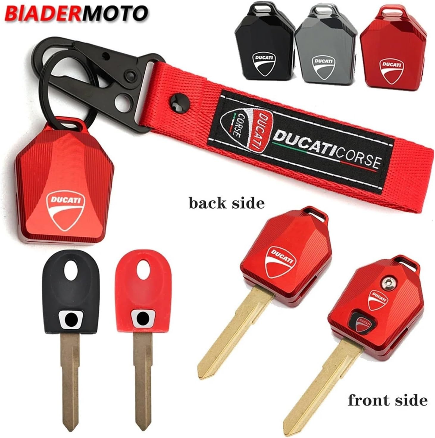 Jininshengxindianzi Compatible with Ducati 600 748 848 999 1098 800 900 749 1198 Monster S2R/S4/S4R/ST3 600 620 696 Motorcycle Key Case Cover Shell with Logo (Color : Black) image number 3