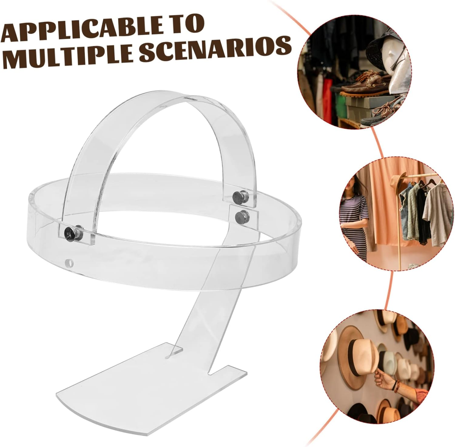 NOLITOY Acrylic Hat Stand and Wig Display Rack Holder Single Support Hat Holder for Baseball Caps and Wigs Suitable for Home and Shop Display image number 3