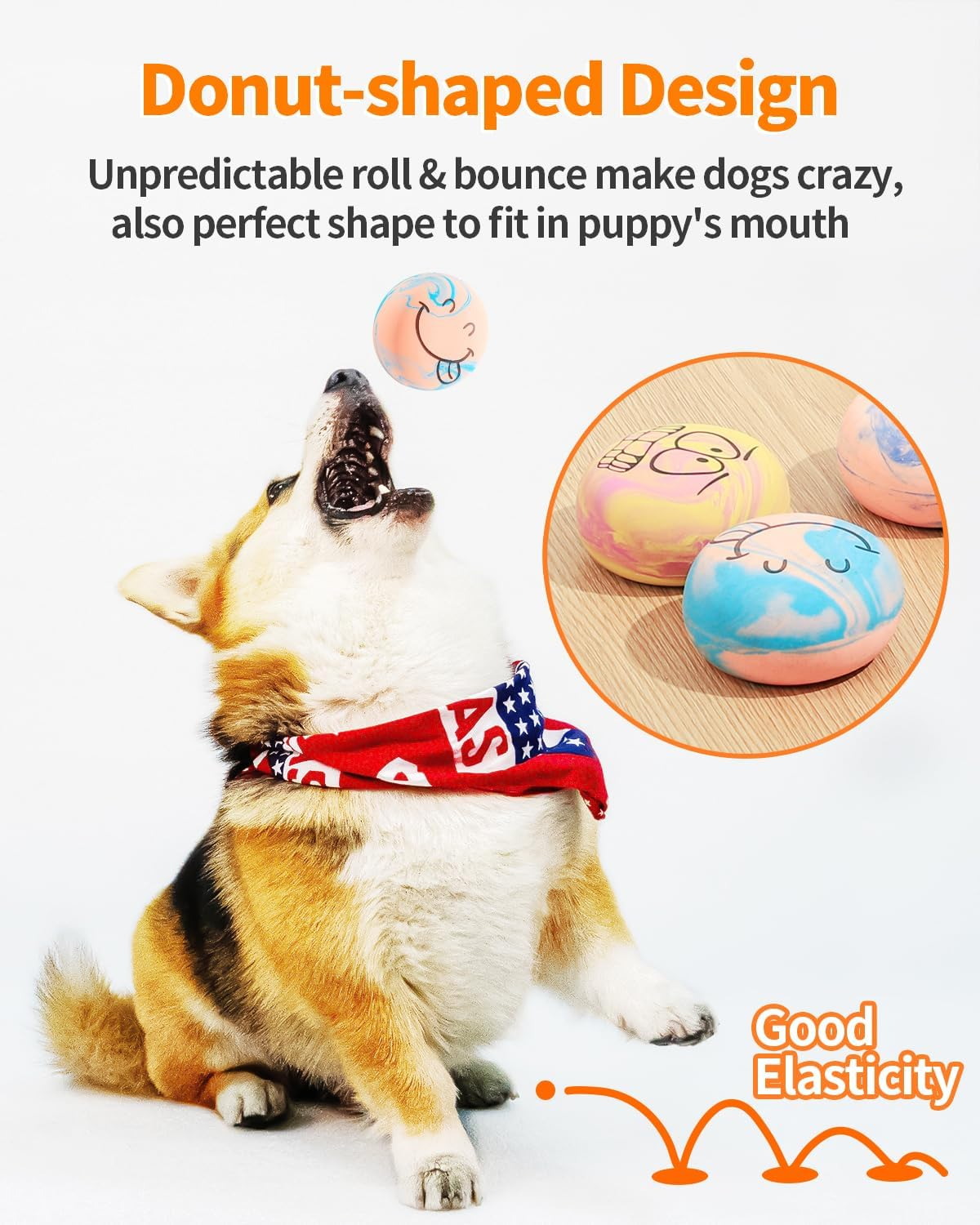 SCHITEC Squeaky Dog Toys [6 Pack] Interactive Latex Rubber Squeak Ball Toy, Soft Fetch Play Balls for Puppy Small Dogs image number 4
