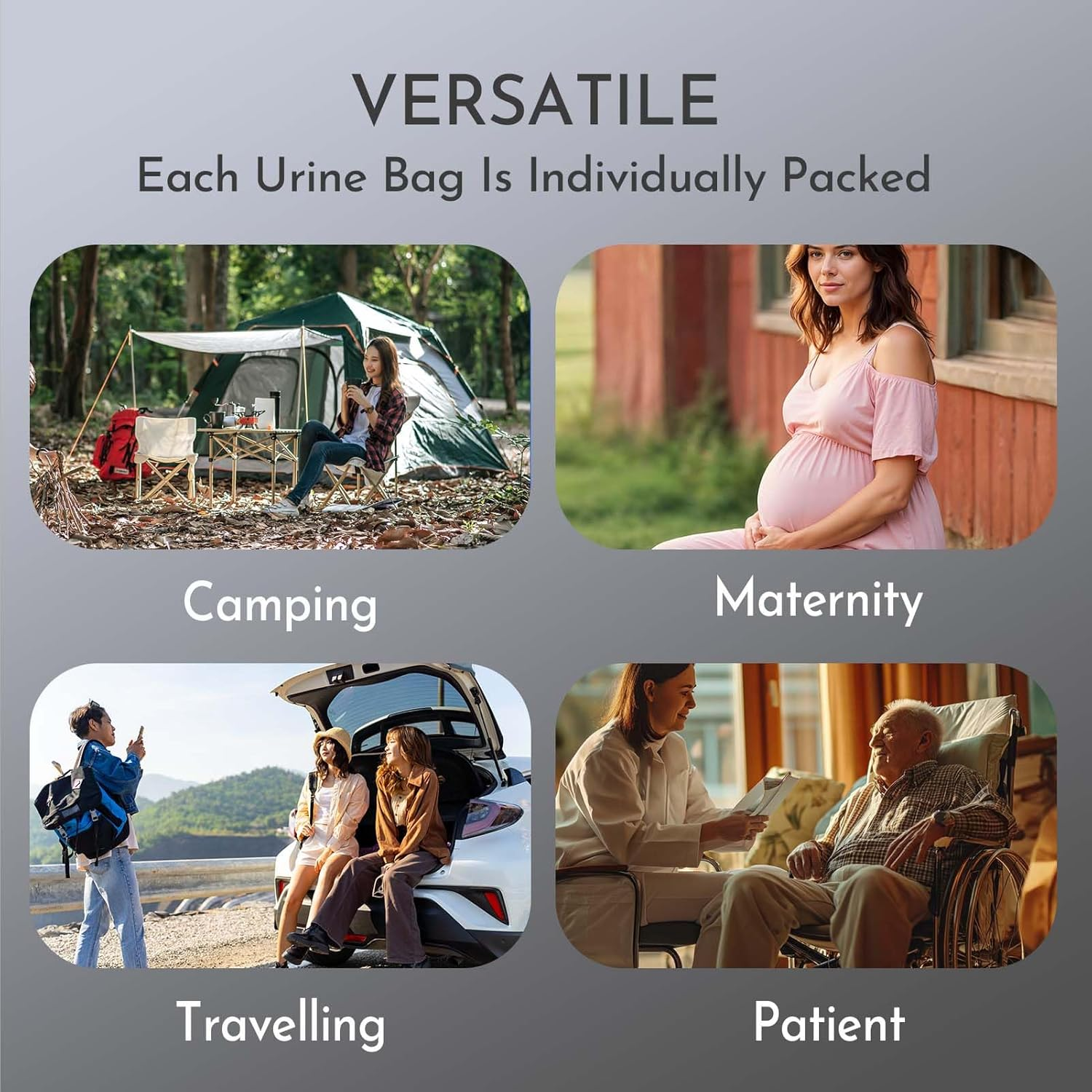 12 Pcs 700ML Emergency Urine Bag,Disposable Urinal Portable Toilets for Adults,Camping Toilet Travel Urine Bag Leak Proof Sealed Design Lightweight Foldable for Hiking Pregnant Women Children(Grey)