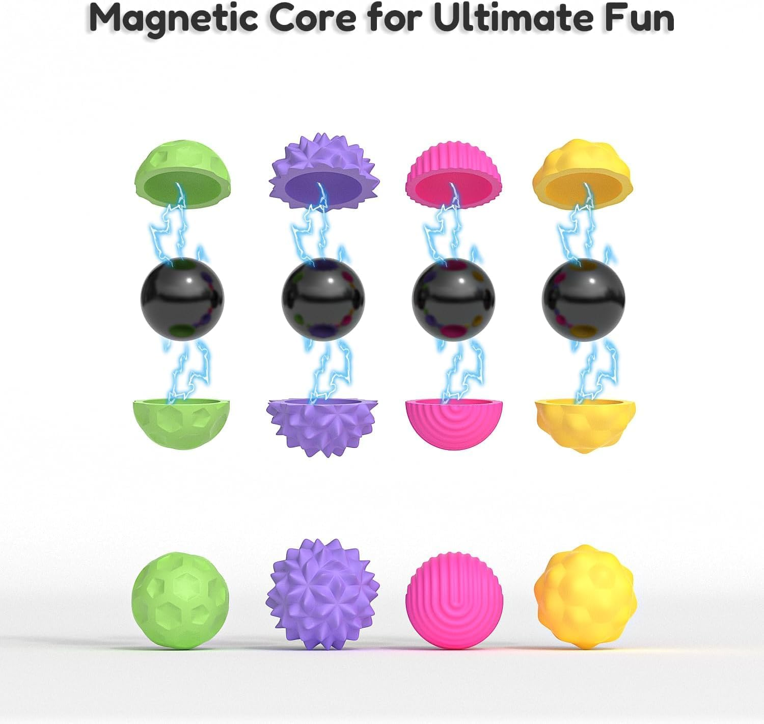 Magnetic Sensory Fidget Balls, 8 Stress Relief Ball, Silicone Sensory Toy for Adults, Teens, Calming down Anxiety, Autism, Office Desk Toy image number 4