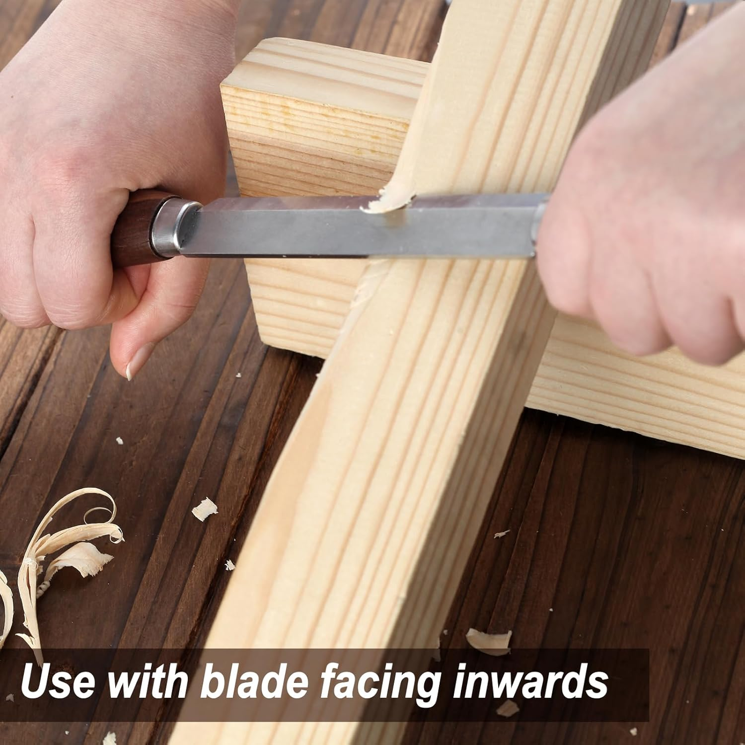 GOLD DEER Woodworking Tool 4.3" Drawknife SK5 Draw Knife with Leather Sheath Wood Carving Tools Wood Draw Knife Woodworking Whittling Tools Straight Shave Knife Woodworking Hand Tool image number 3