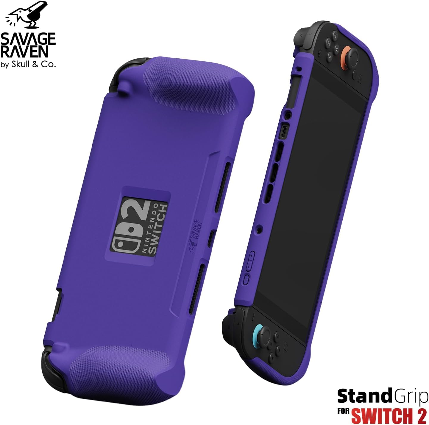 Savage Raven by Skull & Co. Standgrip Front Cover Bundle for Nintendo Switch 2: Protective Case with Textured Grips Full Protection and Hard-Shell Front Cover Handheld Design - Smoky Black image number 5