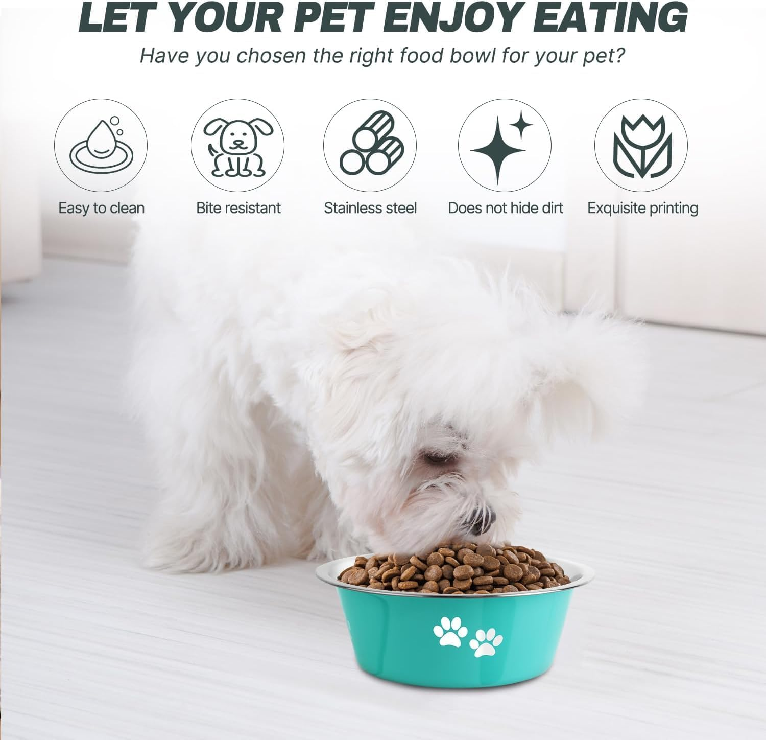 Stainless Steel Dog Bowls 2 Pack Small Medium Dogs Feeding Food Water Bowl with Non-Slip Silicone Sole, Stainless Steel Dog Dishes Elevated Raised Pet Feeder(Green+Grey, M(3.6 Cups) image number 3