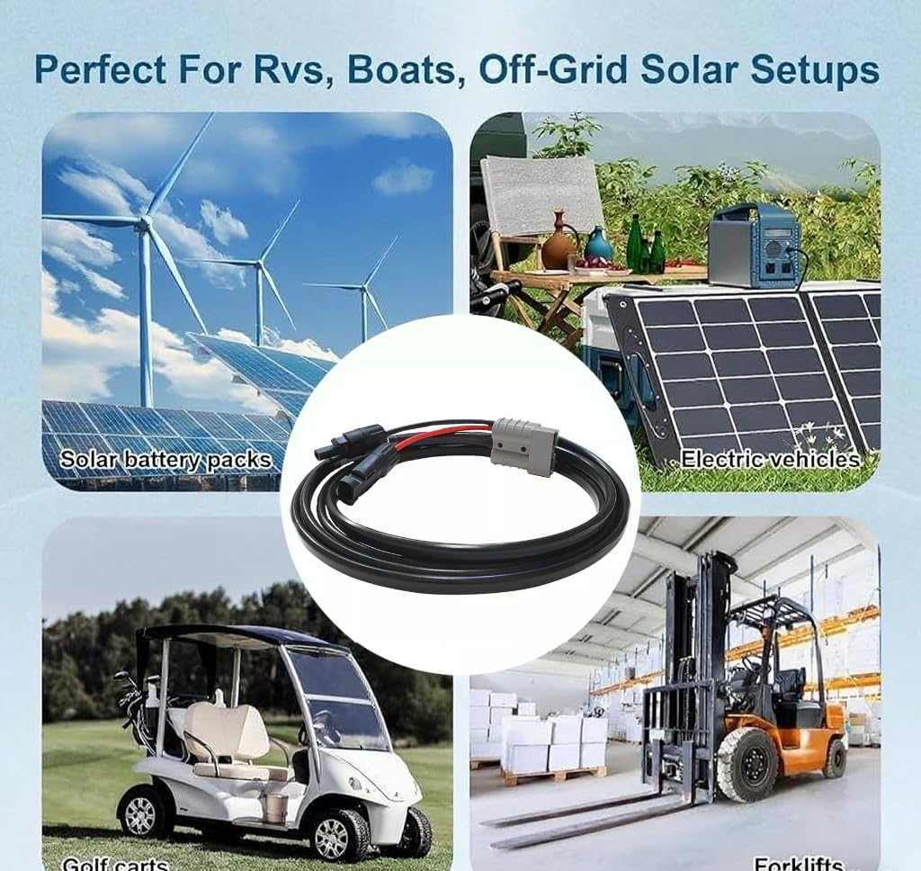 2M or 3M 50A Anderson Plug to MC4 Compatible Solar Connector Adapter &ndash; 14AWG Automotive Cable for Solar Panels, Power Stations, Rvs, 4WD, and Off-Grid Systems (300, Centimeters) image number 6