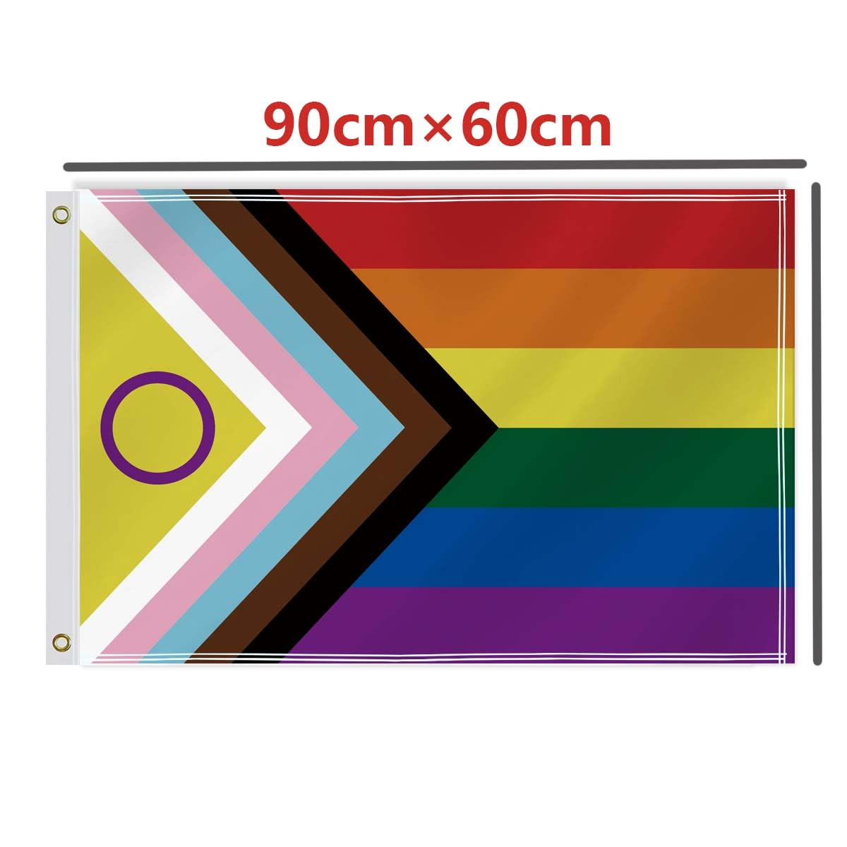 2&times;3 FT New Intersex-Inclusive Progress Pride Flag Flag,60&times;90 Medium Size Rainbow Inclusive Flag Man National Decor,Double Side Digital Printed 150D Polyester Banner with Canvas Header Brass Grommet image number 3