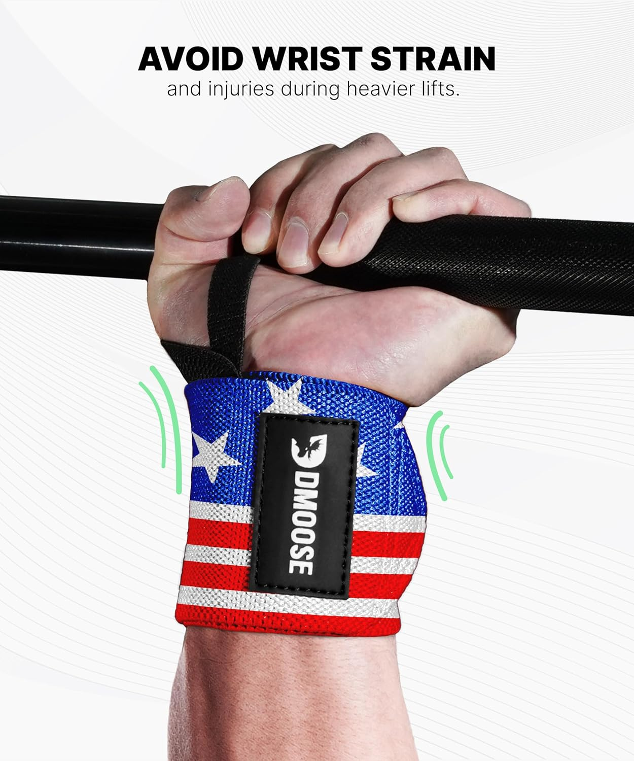 Dmoose Wrist Wraps, Avoid Injury and Maximize Grip with Thumb Loop, 18" or 12" Gym Straps Pair, Wrist Straps for Weightlifting, Powerlifting, Bench Press, Bodybuilding, Deadlift Straps for Men & Women image number 2