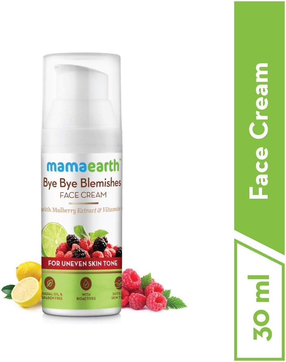 Mamaearth Bye Bye Blemishes Face Cream, for Pigmentation & Blemish Removal, with Mulberry Extract & Vitamin C - 30Ml