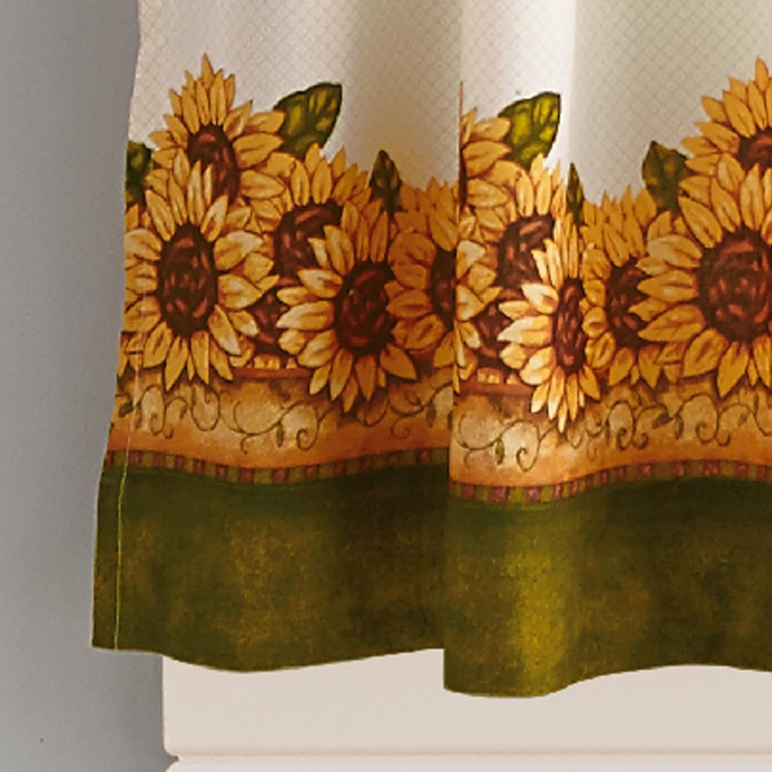 Curtainworks Sunflower Garden Window Kitchen Curtain Tier and Valance, Yellow, 36-Inch Tier Set image number 3