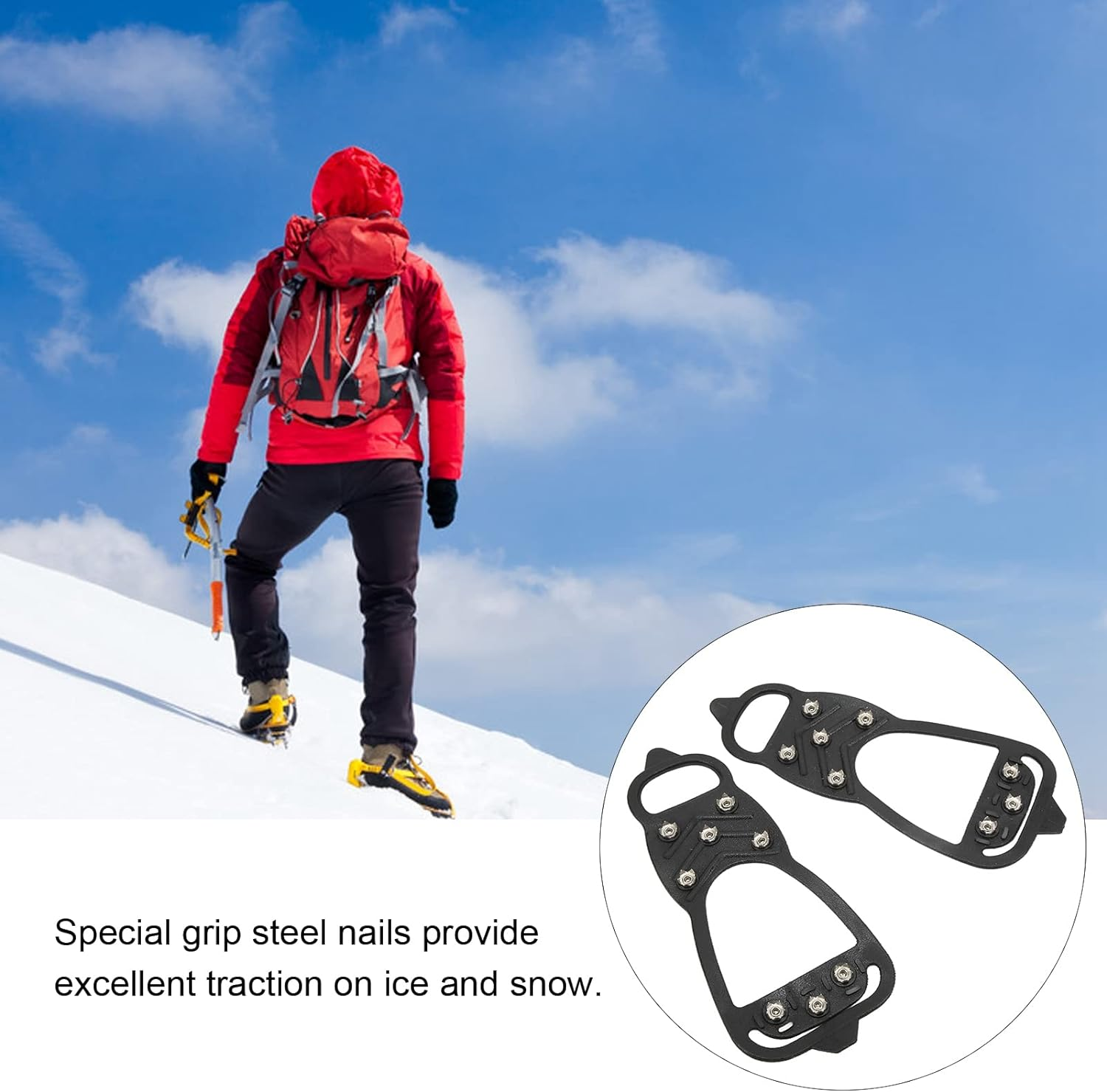 Crampons, anti Slip Foldable Portable Lightweight Ice Shoe Grips for Walking on Snow and Ice image number 5