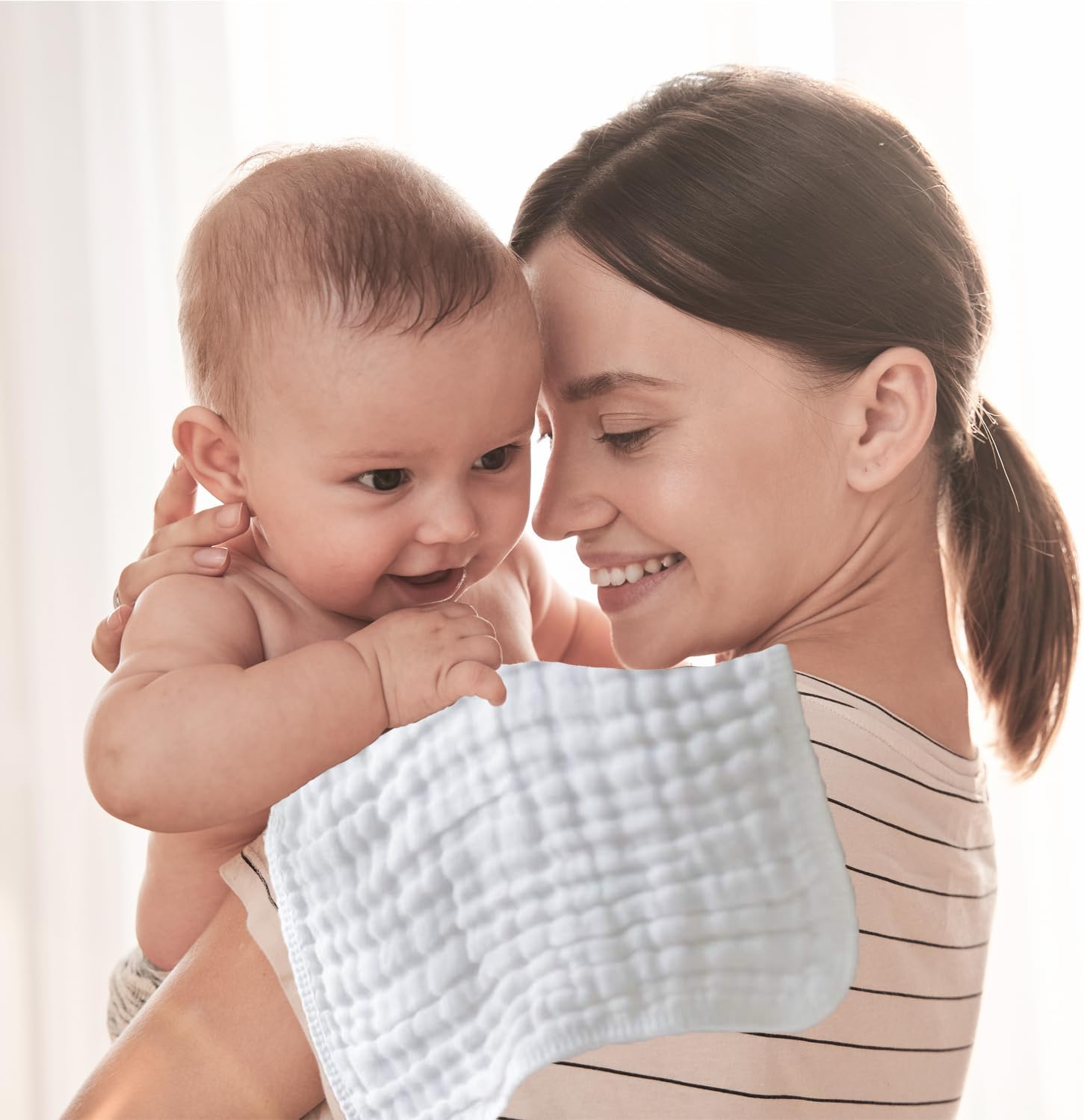 8 Pack Muslin Burp Cloths for Baby, 100% Cotton Baby Washcloths for Boys Girls, Large 20''X10'' Super Soft and Absorbent (White) image number 4