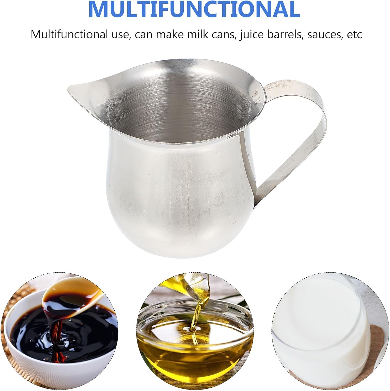 ROMISBABA Stainless Steel Milk Jug 60Ml Sauce Cup Small Milk Frothing Pitcher for Coffee Espresso Syrup Serving in Home Kitchen image number 1