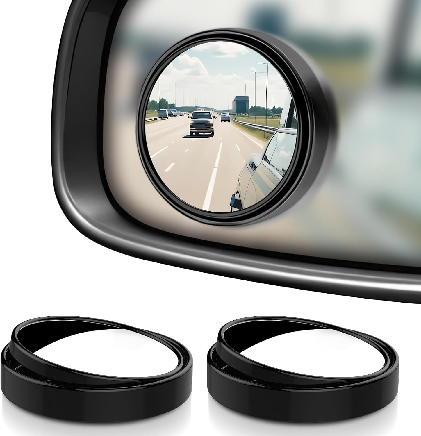 2Pcs Blind Spot Mirrors for Cars round 360&deg; Rotate Convex Blindspot Mirrors for Car, Waterproof HD Glass Blind Spot Mirrors, Car Mirror for General Motors SUV Truck Traffic Safety image number 1