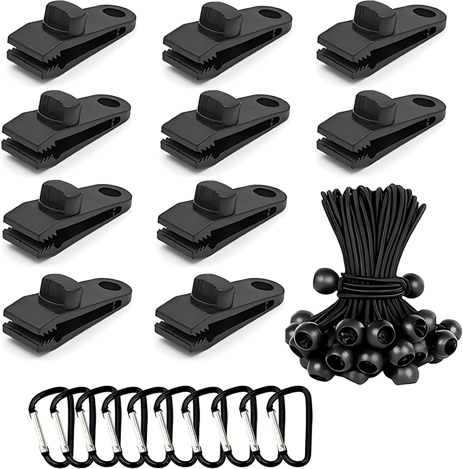 Langaelex 12Pcs Heavy Duty Tarp Clips with Lock Grip - Windproof Tent Clamps for Camping, Canopies, Pool Covers, Reusable Multi-Purpose Clips image number 2