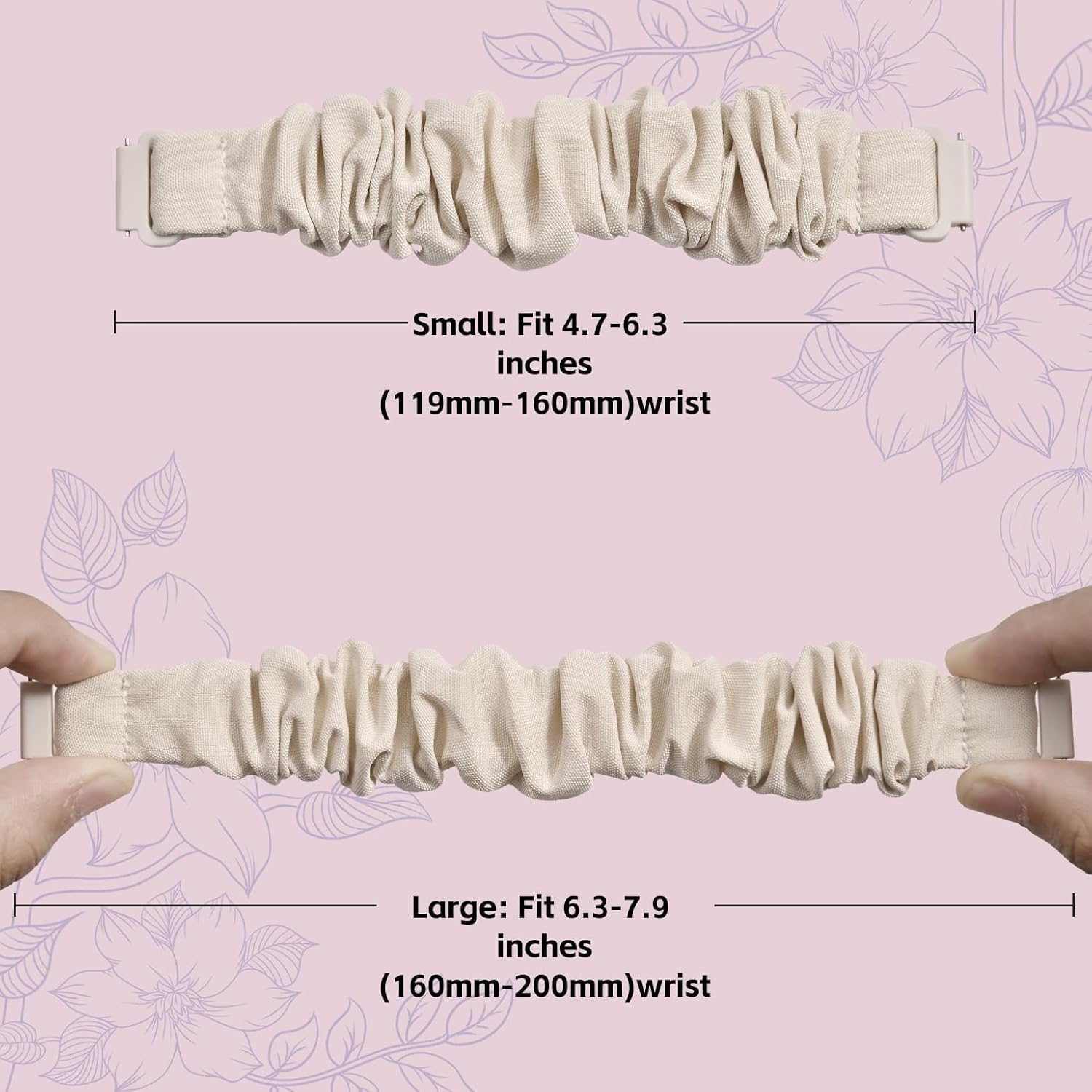 Oanux 2 Pack Stretchy Scrunchie Compatible with Garmin Lily 2 Watch Band, 14Mm Elastic Fabric Cloth Soft Sport Strap Wristband for Lily 2/Lily 2 Active/Classic Women Men image number 5