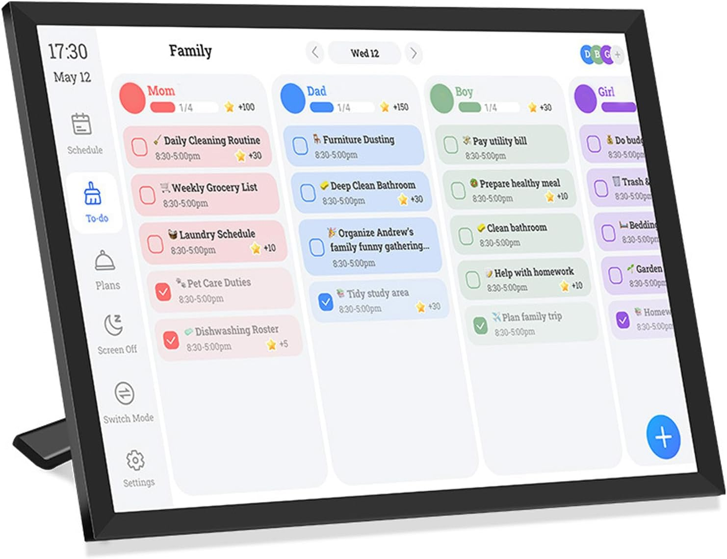 Generic 10.1 Inch Desk Planner Digital Calendar, Smart Touchscreen Interactive Display Chore Chart for Family Schedules, HD Smart Family Planner Digital Picture Frame image number 1