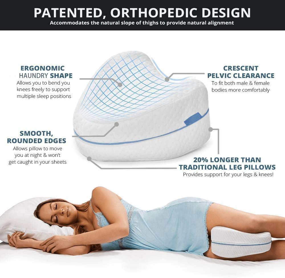 Haundry Knee Pillow for Side Sleepers with Elastic Strap, Memory Foam Leg Pillow, Ideal for Spine Alignment, Hip, Back & Joint Pain Relief - for Better Sleeping with Breathable & Washable Cover image number 3