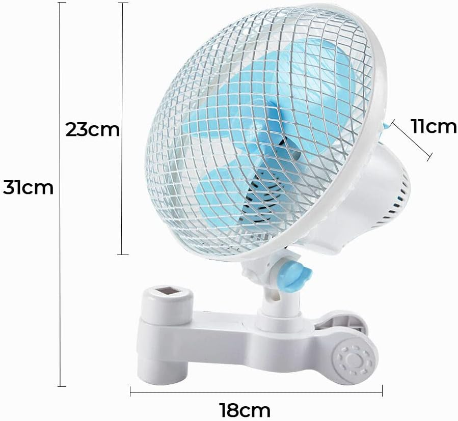 Yarra Supply Portable Clip Fan 2 Speed Hydroponic 6" Oscillating Clip Fan 230Mm Portable Personal Fan for Baby Stroller, Bunk Bed, Camping,Bike image number 6